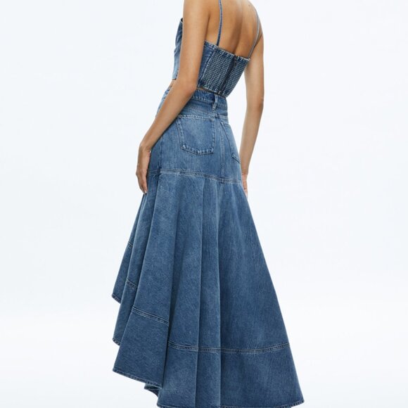 ALICE & OLIVIA JEANS Natacha Stretch Denim Corset Top 2 XS $265 - Picture 5 of 6